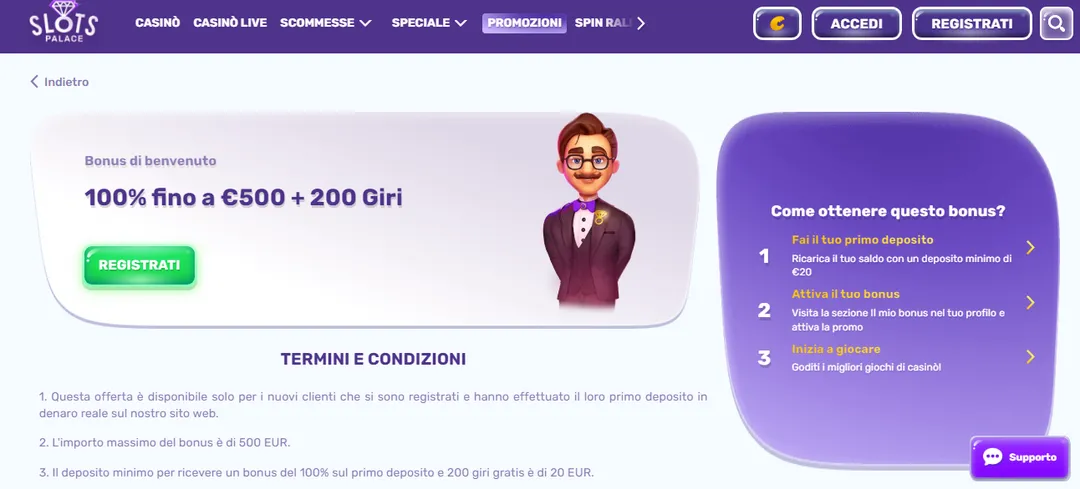 SlotsPalace bonus di benvenuto